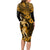 Hawaii Hula Girl Long Sleeve Bodycon Dress Polynesian Pattern Gold Version LT01 - Polynesian Pride