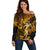 Hawaii Hula Girl Off Shoulder Sweater Polynesian Pattern Gold Version LT01 Women Gold - Polynesian Pride