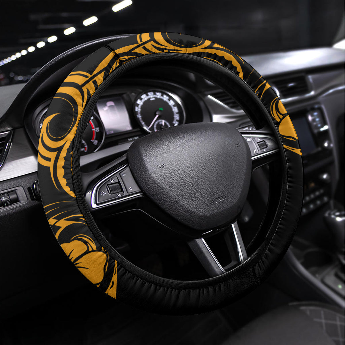 Hawaii Hula Girl Steering Wheel Cover Polynesian Pattern Gold Version