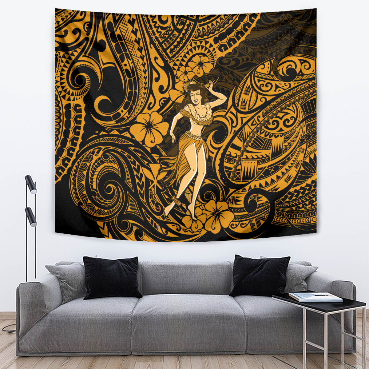 Hawaii Hula Girl Tapestry Polynesian Pattern Gold Version LT01 - Polynesian Pride