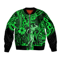 Hawaii Hula Girl Bomber Jacket Polynesian Pattern Green Version LT01 Unisex Green - Polynesian Pride