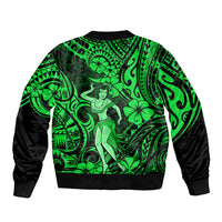 Hawaii Hula Girl Bomber Jacket Polynesian Pattern Green Version LT01 - Polynesian Pride