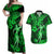 Hawaii Hula Girl Couples Matching Off Shoulder Maxi Dress and Hawaiian Shirt Polynesian Pattern Green Version LT01 Green - Polynesian Pride