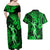 Hawaii Hula Girl Couples Matching Off Shoulder Maxi Dress and Hawaiian Shirt Polynesian Pattern Green Version LT01 - Polynesian Pride