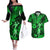 Hawaii Hula Girl Couples Matching Off The Shoulder Long Sleeve Dress and Hawaiian Shirt Polynesian Pattern Green Version LT01 Green - Polynesian Pride