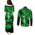 Hawaii Hula Girl Couples Matching Puletasi Dress and Long Sleeve Button Shirts Polynesian Pattern Green Version LT01 - Polynesian Pride