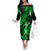 Hawaii Hula Girl Family Matching Off Shoulder Long Sleeve Dress and Hawaiian Shirt Polynesian Pattern Green Version LT01 Mom's Dress Green - Polynesian Pride