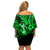 Hawaii Hula Girl Family Matching Off Shoulder Short Dress and Hawaiian Shirt Polynesian Pattern Green Version LT01 - Polynesian Pride