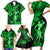 Hawaii Hula Girl Family Matching Short Sleeve Bodycon Dress and Hawaiian Shirt Polynesian Pattern Green Version LT01 - Polynesian Pride