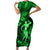 Hawaii Hula Girl Family Matching Short Sleeve Bodycon Dress and Hawaiian Shirt Polynesian Pattern Green Version LT01 Mom's Dress Green - Polynesian Pride