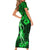 Hawaii Hula Girl Family Matching Short Sleeve Bodycon Dress and Hawaiian Shirt Polynesian Pattern Green Version LT01 - Polynesian Pride