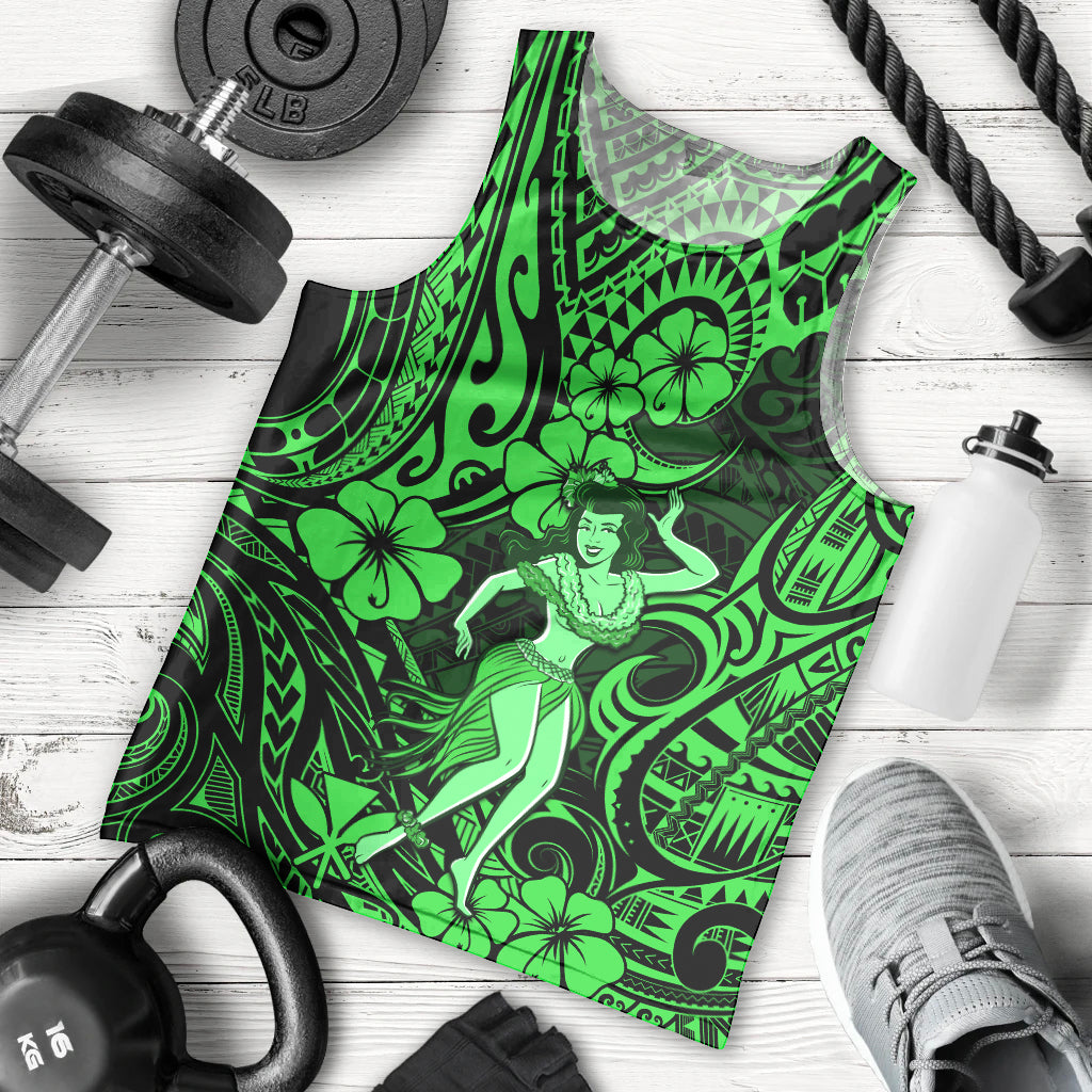 Hawaii Hula Girl Men Tank Top Polynesian Pattern Green Version LT01 Green - Polynesian Pride