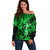 Hawaii Hula Girl Off Shoulder Sweater Polynesian Pattern Green Version LT01 Women Green - Polynesian Pride