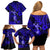 Hawaii Hula Girl Family Matching Off Shoulder Short Dress and Hawaiian Shirt Polynesian Pattern Navy Blue Version LT01 - Polynesian Pride