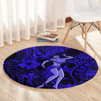 Hawaii Hula Girl Round Carpet Polynesian Pattern Navy Blue Version LT01 - Polynesian Pride