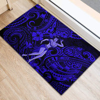 Hawaii Hula Girl Rubber Doormat Polynesian Pattern Navy Blue Version LT01 - Polynesian Pride