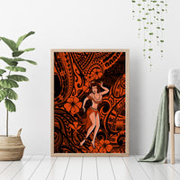 Hawaii Hula Girl Canvas Wall Art Polynesian Pattern Orange Version LT01 - Polynesian Pride