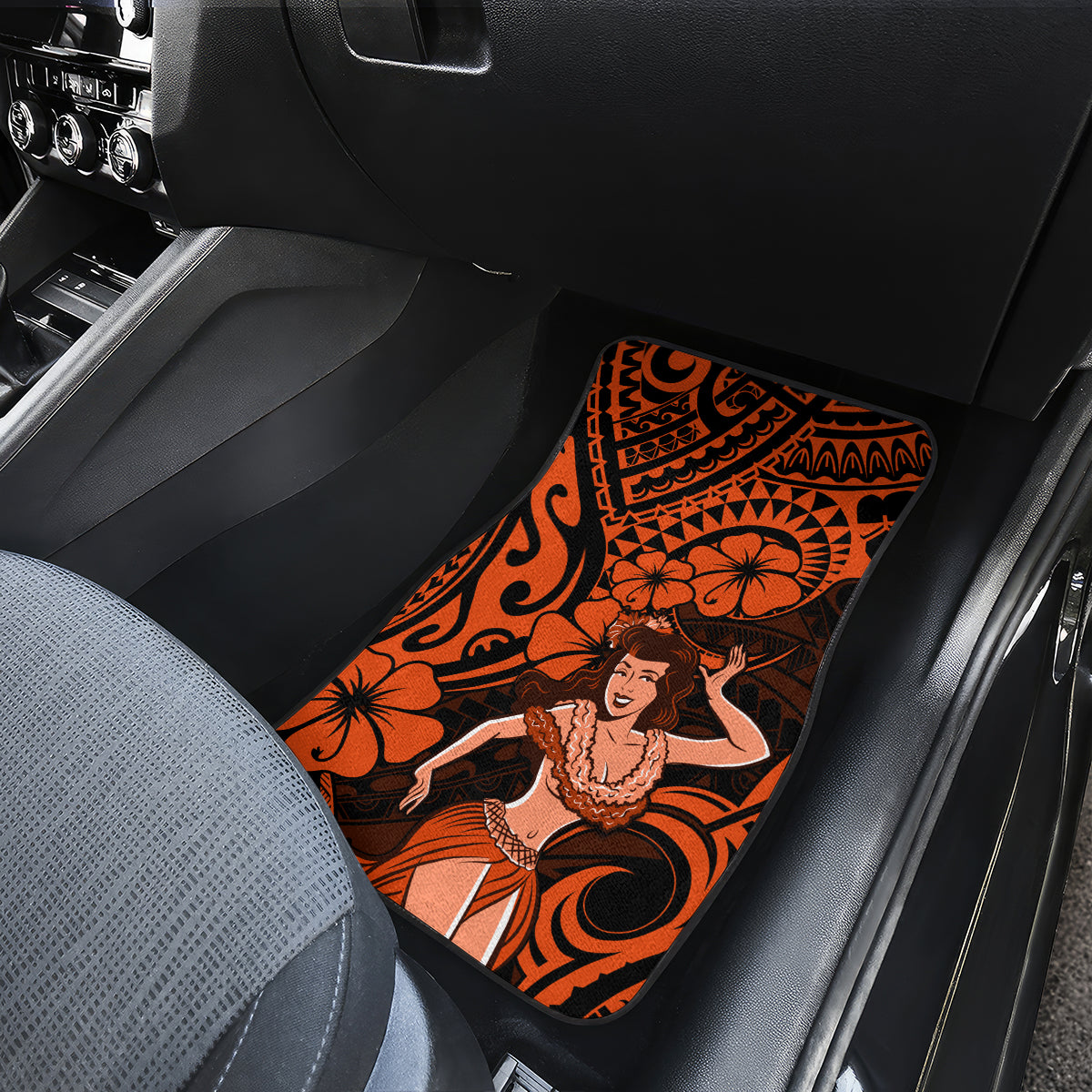 Hawaii Hula Girl Car Mats Polynesian Pattern Orange Version LT01 - Polynesian Pride