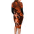 Hawaii Hula Girl Family Matching Long Sleeve Bodycon Dress and Hawaiian Shirt Polynesian Pattern Orange Version LT01 - Polynesian Pride