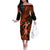 Hawaii Hula Girl Family Matching Off Shoulder Long Sleeve Dress and Hawaiian Shirt Polynesian Pattern Orange Version LT01 Mom's Dress Orange - Polynesian Pride