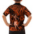 Hawaii Hula Girl Family Matching Off Shoulder Short Dress and Hawaiian Shirt Polynesian Pattern Orange Version LT01 - Polynesian Pride