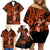 Hawaii Hula Girl Family Matching Off Shoulder Short Dress and Hawaiian Shirt Polynesian Pattern Orange Version LT01 - Polynesian Pride