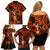 Hawaii Hula Girl Family Matching Off Shoulder Short Dress and Hawaiian Shirt Polynesian Pattern Orange Version LT01 - Polynesian Pride