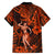 Hawaii Hula Girl Family Matching Off Shoulder Short Dress and Hawaiian Shirt Polynesian Pattern Orange Version LT01 - Polynesian Pride