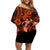 Hawaii Hula Girl Family Matching Off Shoulder Short Dress and Hawaiian Shirt Polynesian Pattern Orange Version LT01 Mom's Dress Orange - Polynesian Pride