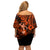 Hawaii Hula Girl Family Matching Off Shoulder Short Dress and Hawaiian Shirt Polynesian Pattern Orange Version LT01 - Polynesian Pride