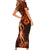 Hawaii Hula Girl Family Matching Short Sleeve Bodycon Dress and Hawaiian Shirt Polynesian Pattern Orange Version LT01 - Polynesian Pride