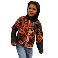 Hawaii Hula Girl Kid Hoodie Polynesian Pattern Orange Version LT01 - Polynesian Pride