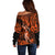 Hawaii Hula Girl Off Shoulder Sweater Polynesian Pattern Orange Version LT01 - Polynesian Pride