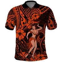 Hawaii Hula Girl Polo Shirt Polynesian Pattern Orange Version LT01 Orange - Polynesian Pride