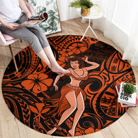 Hawaii Hula Girl Round Carpet Polynesian Pattern Orange Version LT01 - Polynesian Pride