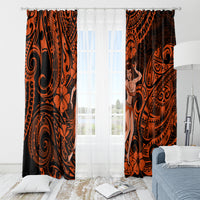 Hawaii Hula Girl Window Curtain Polynesian Pattern Orange Version LT01 - Polynesian Pride