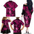 Hawaii Hula Girl Family Matching Off Shoulder Long Sleeve Dress and Hawaiian Shirt Polynesian Pattern Pink Version LT01 - Polynesian Pride