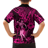 Hawaii Hula Girl Kid Hawaiian Shirt Polynesian Pattern Pink Version LT01 - Polynesian Pride