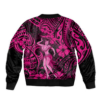Hawaii Hula Girl Sleeve Zip Bomber Jacket Polynesian Pattern Pink Version LT01 - Polynesian Pride