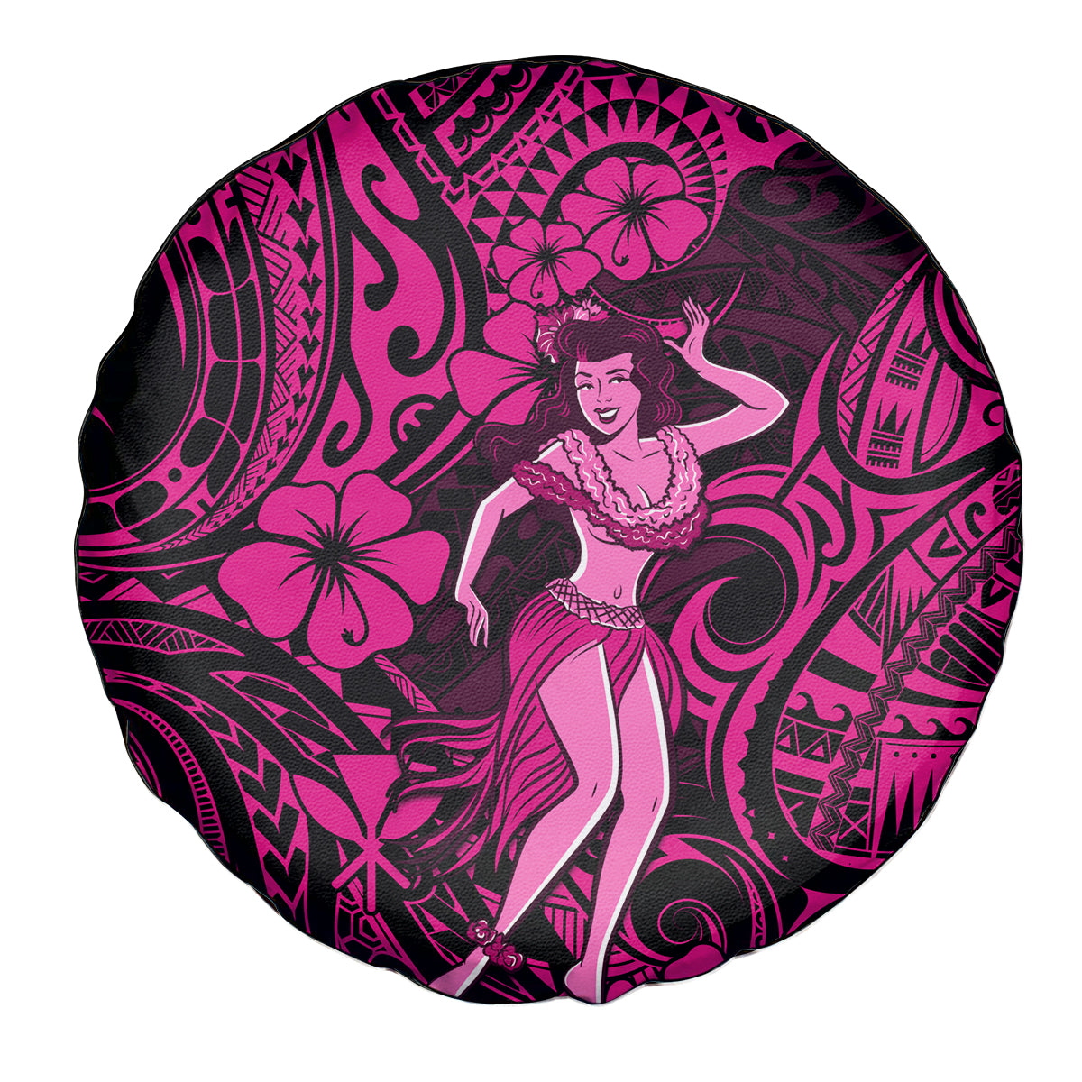 Hawaii Hula Girl Spare Tire Cover Polynesian Pattern Pink Version LT01 Pink - Polynesian Pride