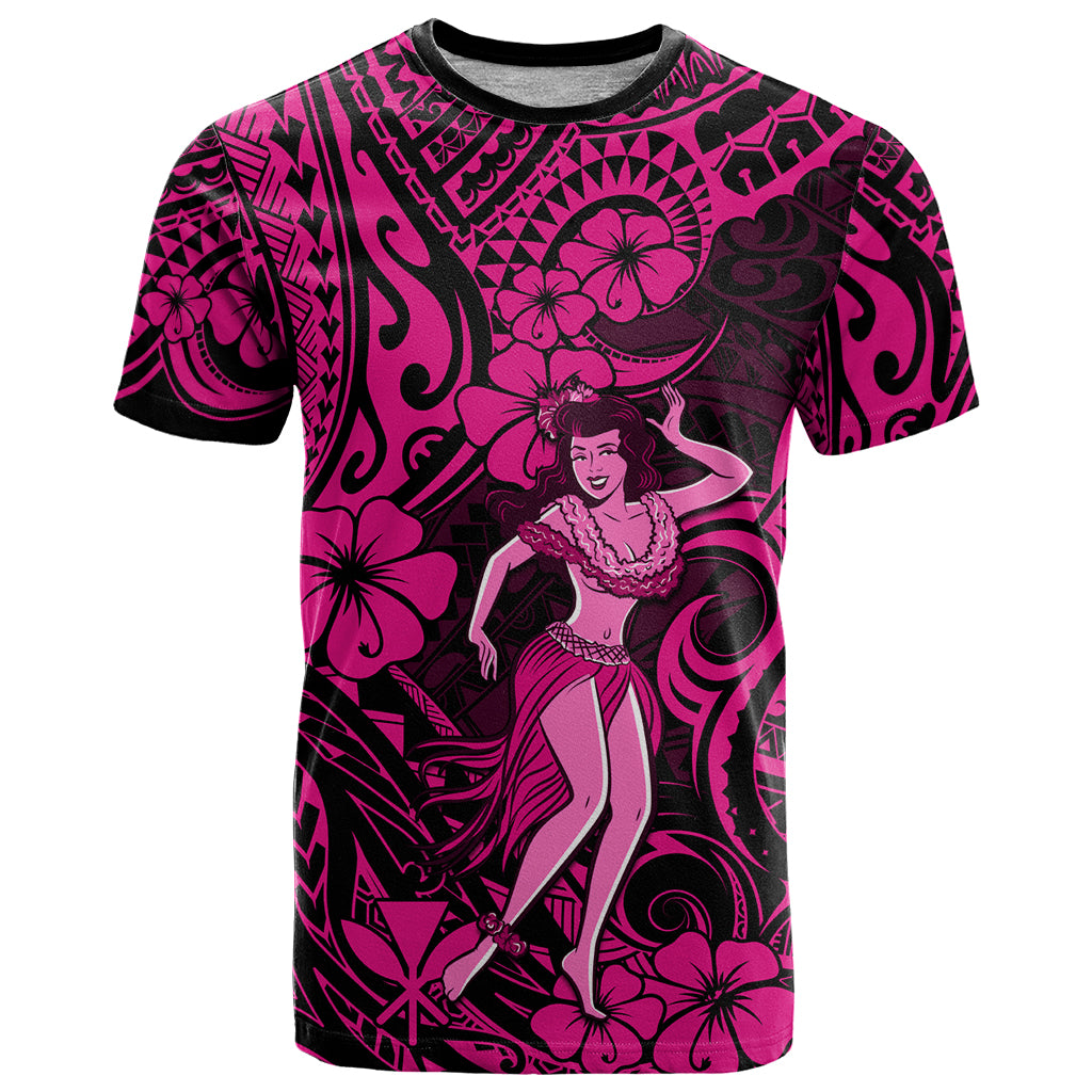 Hawaii Hula Girl T Shirt Polynesian Pattern Pink Version LT01 Pink - Polynesian Pride