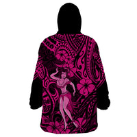 Hawaii Hula Girl Wearable Blanket Hoodie Polynesian Pattern Pink Version LT01 - Polynesian Pride