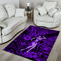 Hawaii Hula Girl Area Rug Hibiscus Hawaii Tribal Tattoo Purple Version LT01 - Polynesian Pride