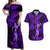 Hawaii Hula Girl Couples Matching Off Shoulder Maxi Dress and Hawaiian Shirt Hibiscus Hawaii Tribal Tattoo Purple Version LT01 Purple - Polynesian Pride