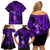 Hawaii Hula Girl Family Matching Off Shoulder Short Dress and Hawaiian Shirt Hibiscus Hawaii Tribal Tattoo Purple Version LT01 - Polynesian Pride