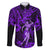 Hawaii Hula Girl Family Matching Off Shoulder Short Dress and Hawaiian Shirt Hibiscus Hawaii Tribal Tattoo Purple Version LT01 Dad's Shirt - Long Sleeve Purple - Polynesian Pride