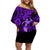 Hawaii Hula Girl Family Matching Off Shoulder Short Dress and Hawaiian Shirt Hibiscus Hawaii Tribal Tattoo Purple Version LT01 Mom's Dress Purple - Polynesian Pride