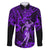 Hawaii Hula Girl Family Matching Puletasi Dress and Hawaiian Shirt Hibiscus Hawaii Tribal Tattoo Purple Version LT01 Dad's Shirt - Long Sleeve Purple - Polynesian Pride