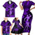 Hawaii Hula Girl Family Matching Short Sleeve Bodycon Dress and Hawaiian Shirt Hibiscus Hawaii Tribal Tattoo Purple Version LT01 - Polynesian Pride