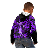 Hawaii Hula Girl Kid Hoodie Hibiscus Hawaii Tribal Tattoo Purple Version LT01 - Polynesian Pride